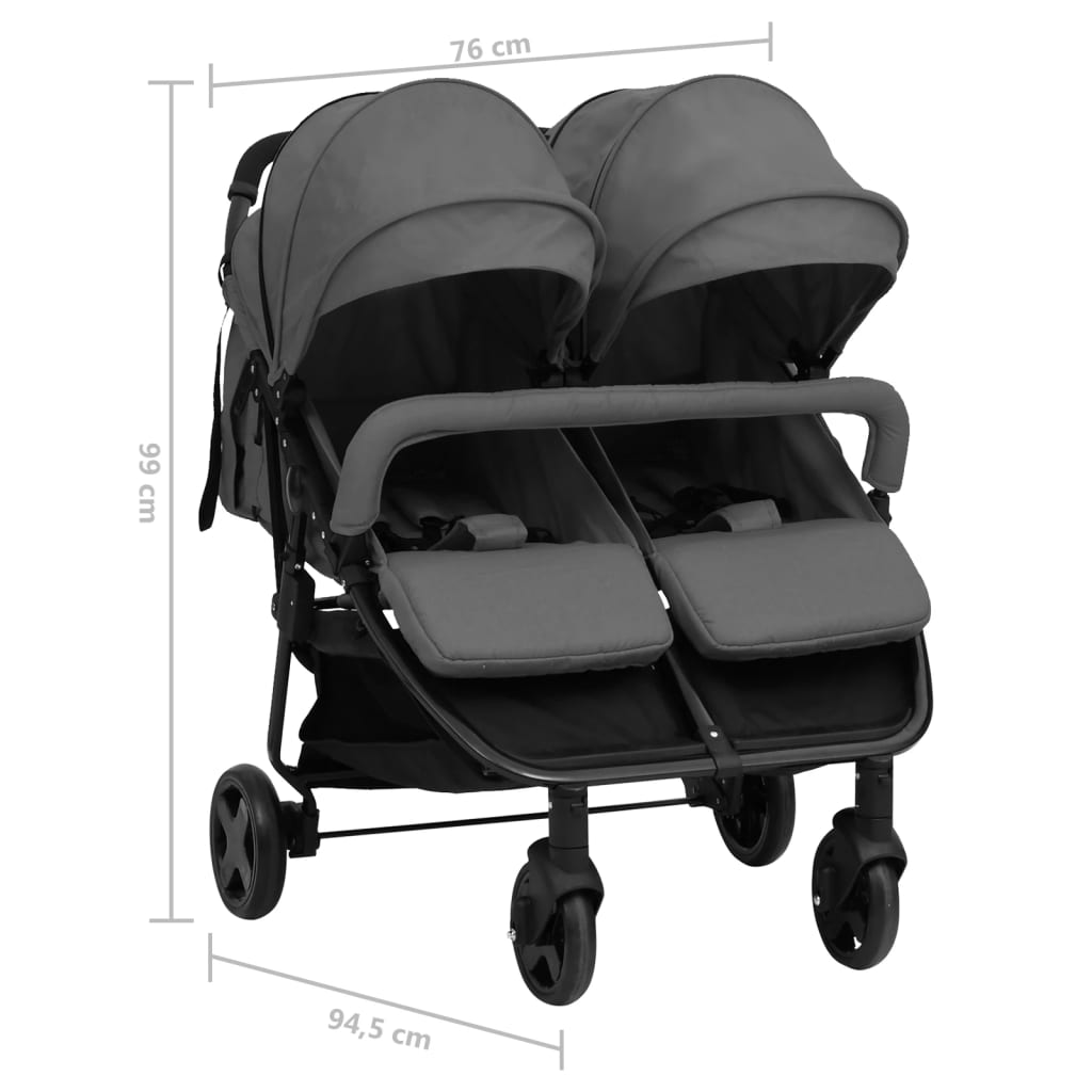 Geschwisterwagen Kinderwagen Buggy Zwillingswagen klappbar Zwillingsbuggy - Bild 24 von 24
