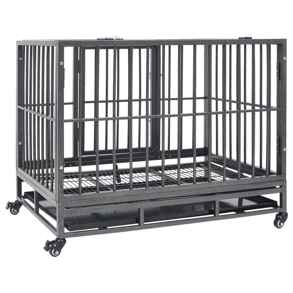 Mobile Hundekäfig mit Rollen Hundebox Transportbox Hundegitterbox Drahtkäfig - Bild 15 von 25