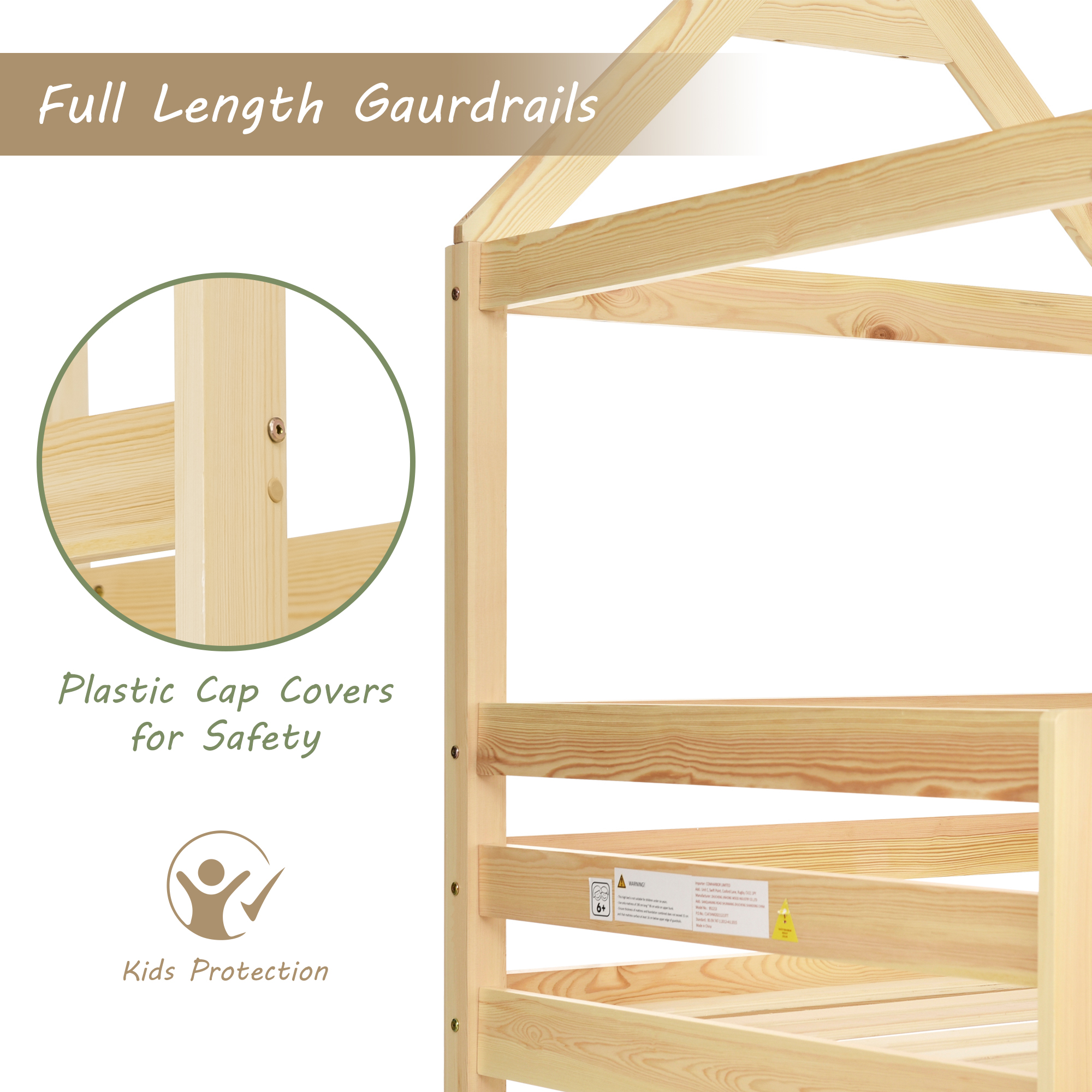 Treehouse Cabin Bed 3FT Single Bunk Bed Wooden Frame Kids Children Sleeper House - Picture 29 of 48