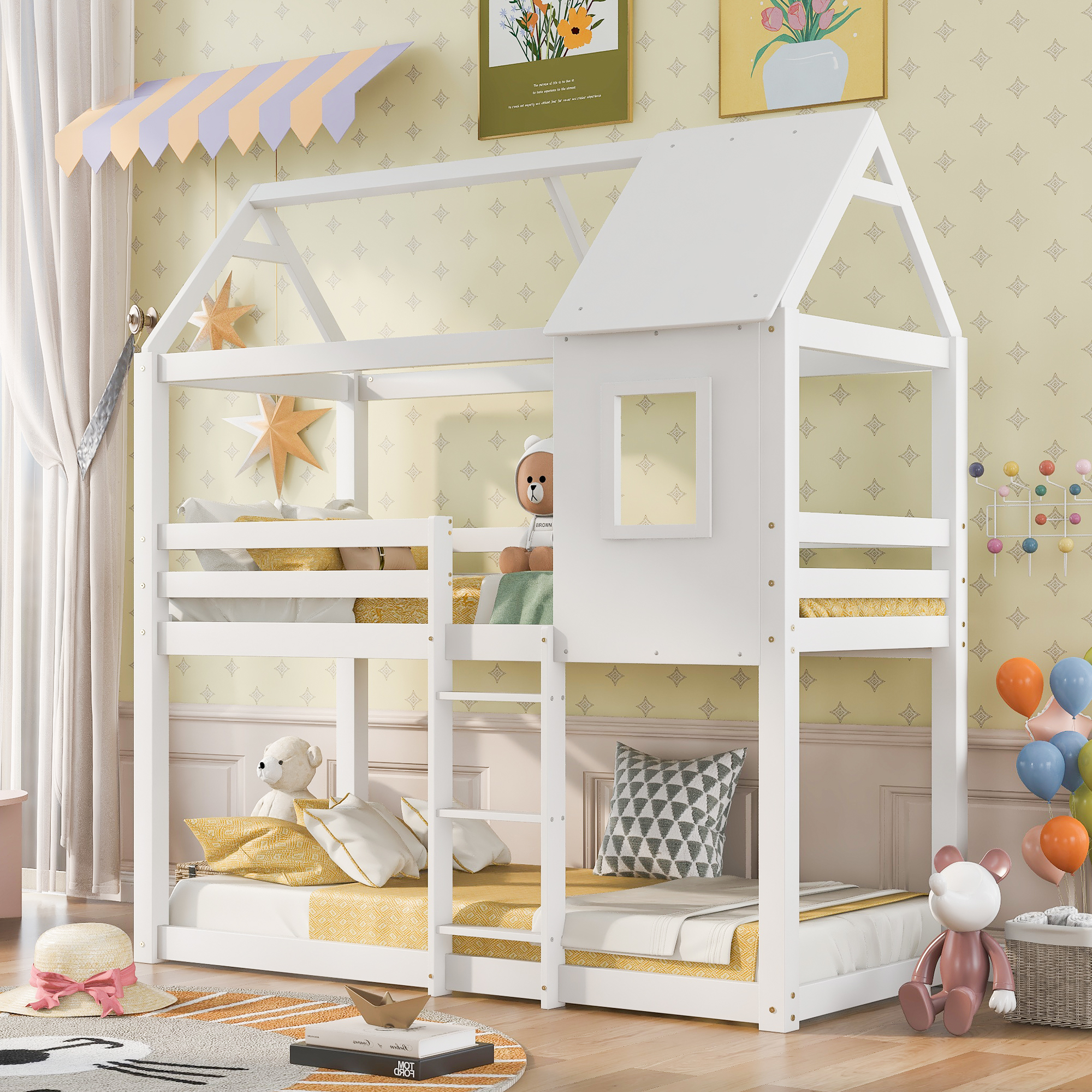 Treehouse Cabin Bed 3FT Single Bunk Bed Wooden Frame Kids Children Sleeper House - Picture 38 of 48
