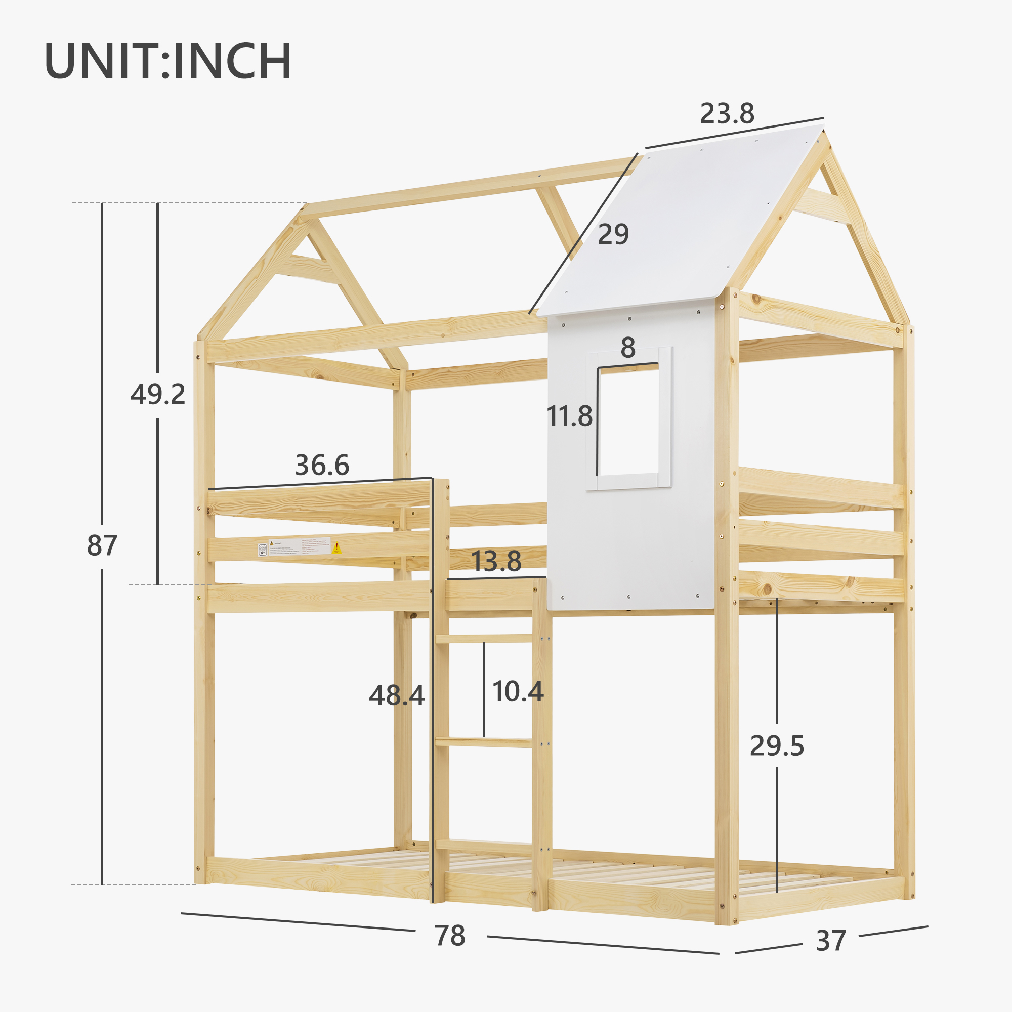 Treehouse Cabin Bed 3FT Single Bunk Bed Wooden Frame Kids Children Sleeper House - Picture 36 of 48