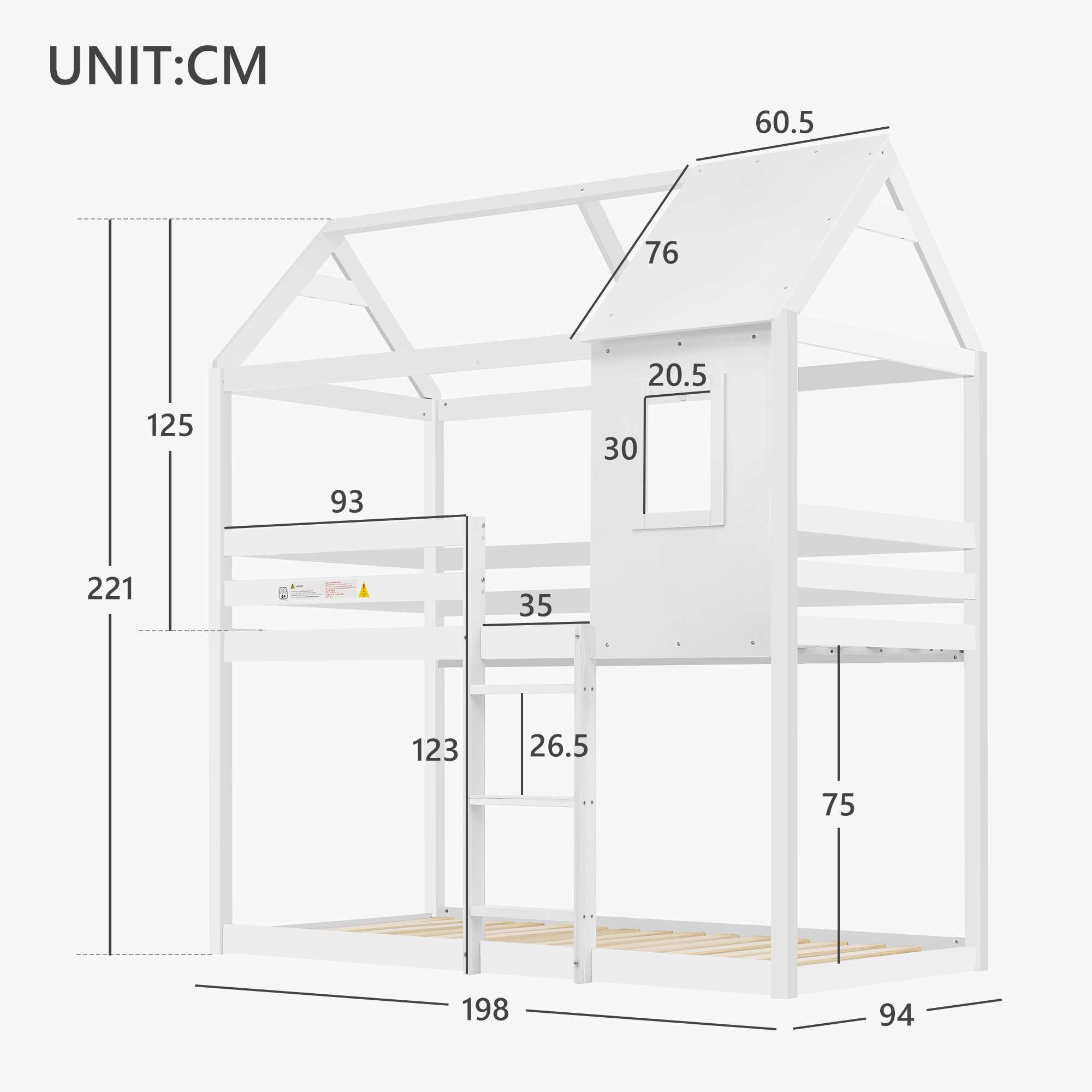 Treehouse Cabin Bed 3FT Single Bunk Bed Wooden Frame Kids Children Sleeper House - Picture 43 of 48