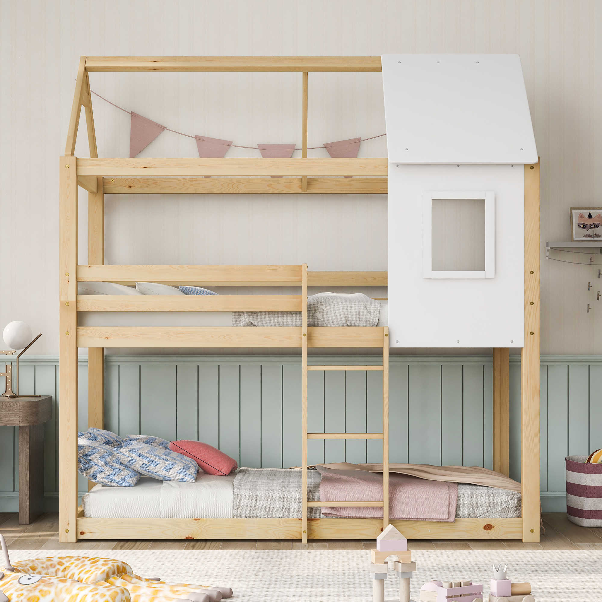 Treehouse Cabin Bed 3FT Single Bunk Bed Wooden Frame Kids Children Sleeper House - Picture 35 of 48