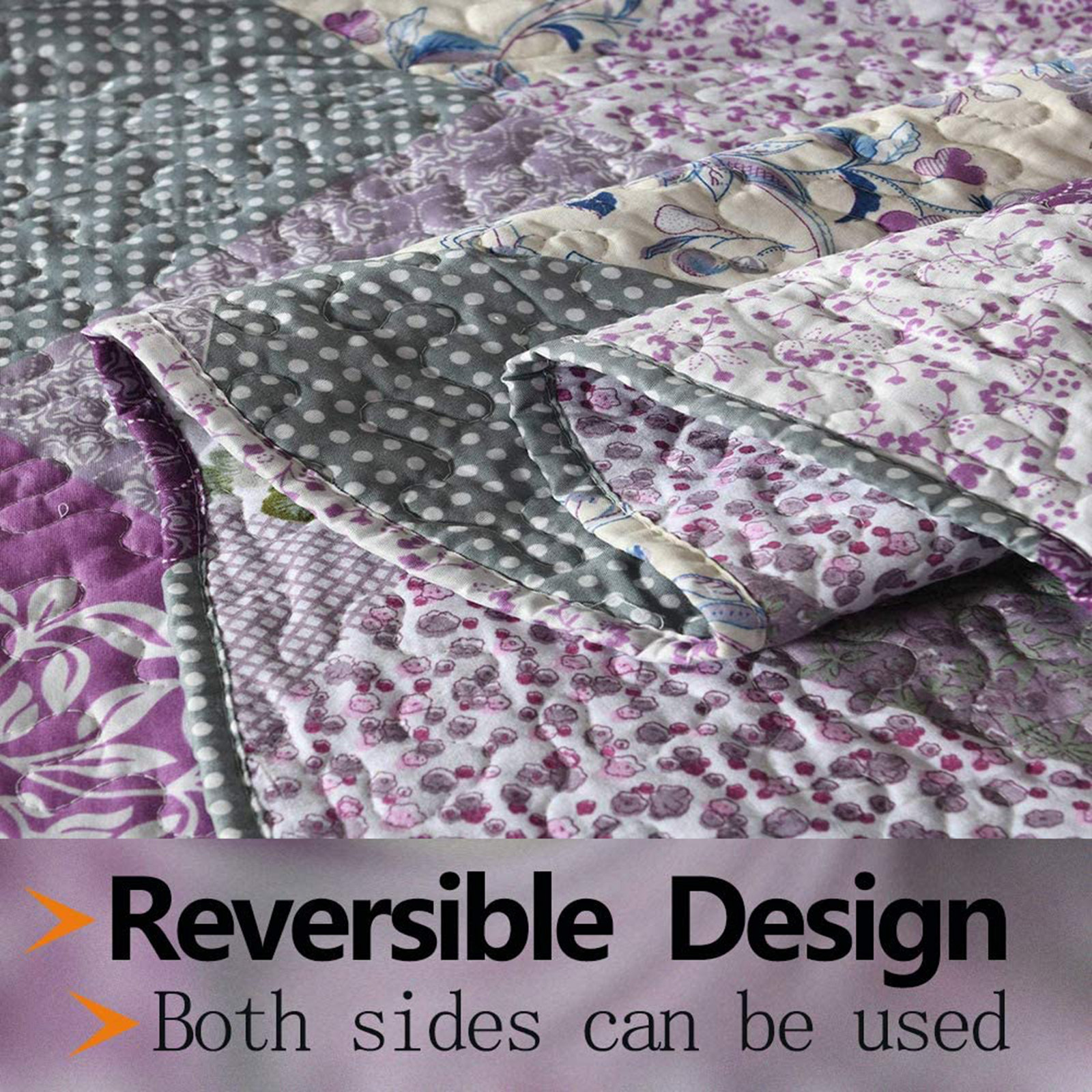 3 Piece Vintage Quilt Set Reversible Quilt Bedspread Bedding Set Queen King Size - Picture 22 of 36