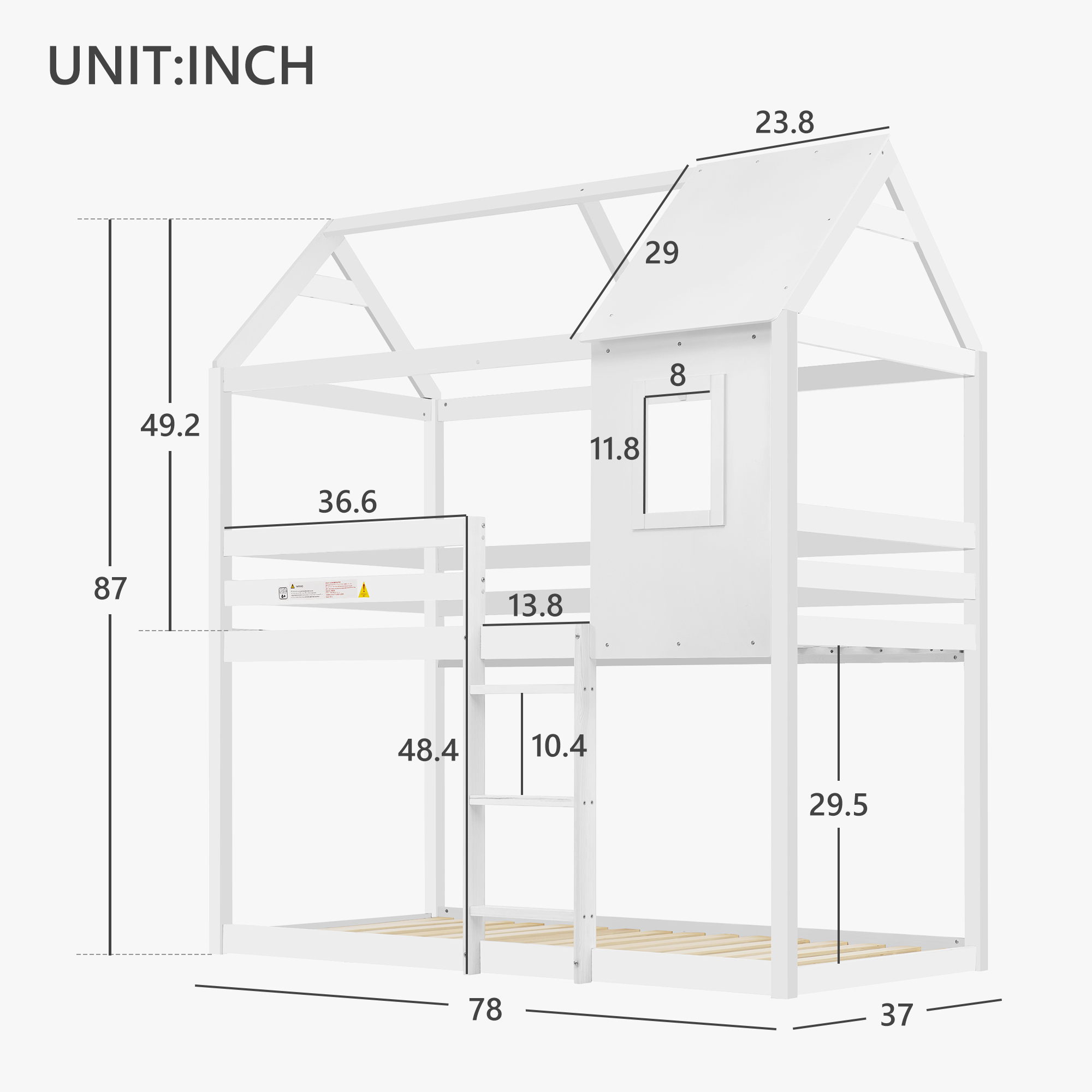 Treehouse Cabin Bed 3FT Single Bunk Bed Wooden Frame Kids Children Sleeper House - Picture 48 of 48