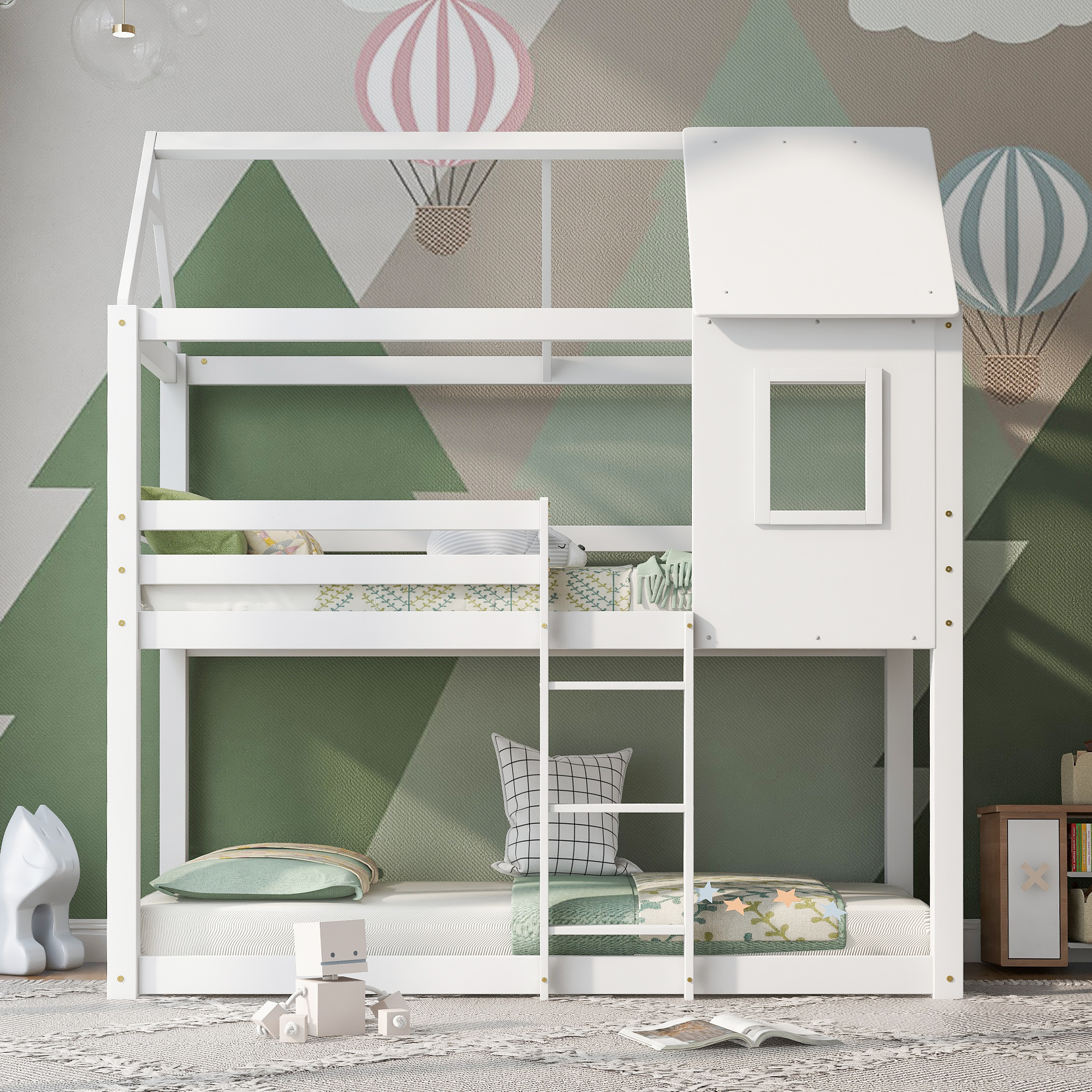 Treehouse Cabin Bed 3FT Single Bunk Bed Wooden Frame Kids Children Sleeper House - Picture 40 of 48