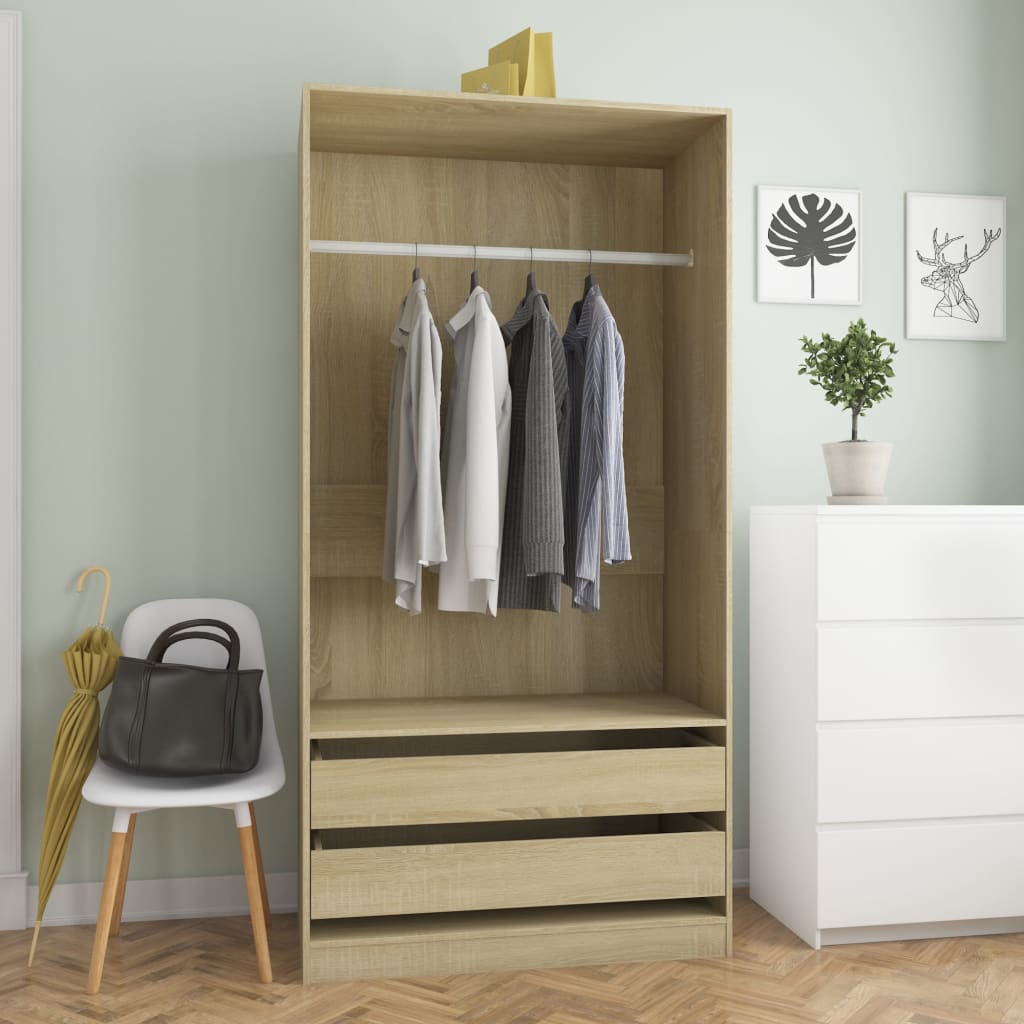 Kleiderschrank mit 2 Schubladen Offen Garderoben Schrank (30-100)x80x200cm - Bild 35 von 103
