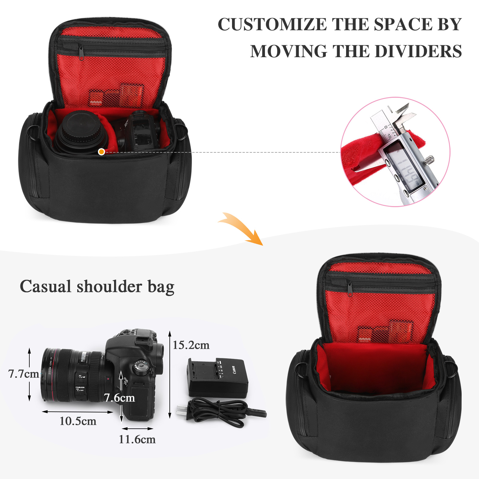 Digital Camera Shoulder Bag Waterproof Carry Case for DSLR SLR Camera Accessory - Picture 31 of 35