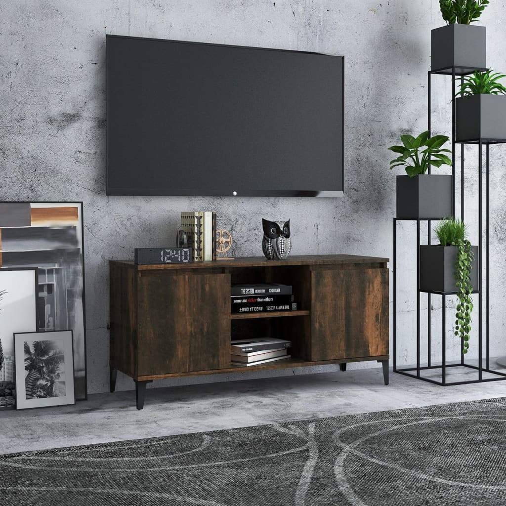 TV Schrank Schublade Fernsehschrank Lowboard Fernsehtisch Holz Mit Metallbügel - Bild 20 von 24