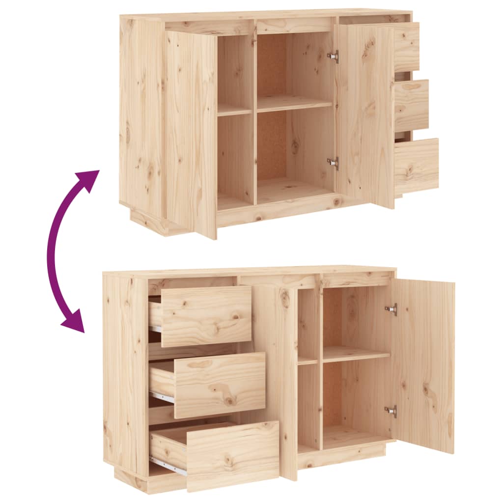Kommode Sideboard Massivholz Kiefer Highboard 2 Türen & 3 Schubladen 111x34x75cm - Bild 8 von 43