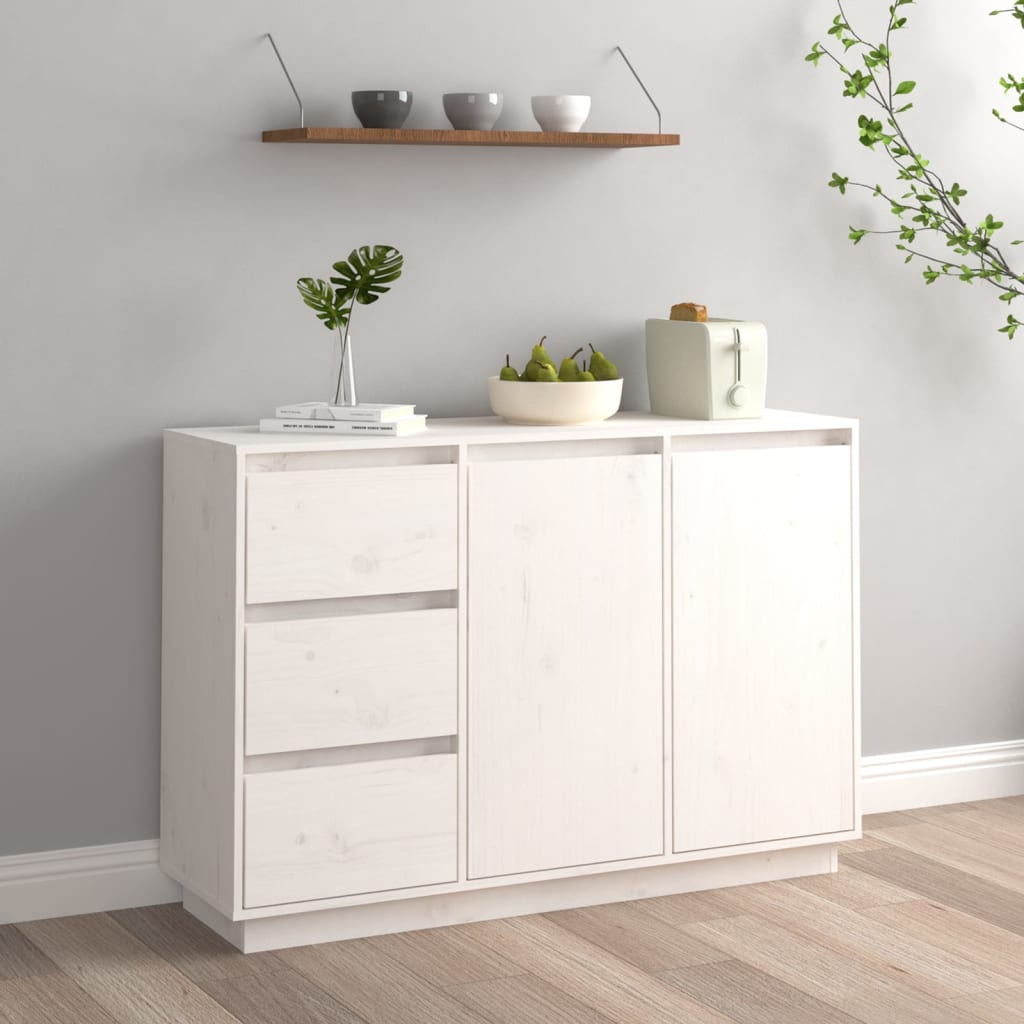 Kommode Sideboard Massivholz Kiefer Highboard 2 Türen & 3 Schubladen 111x34x75cm - Bild 12 von 43