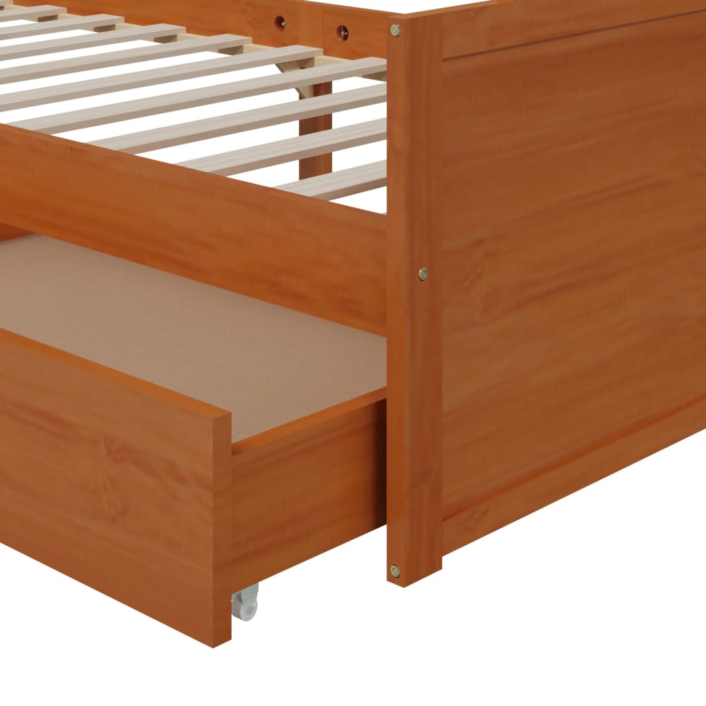 Bettgestell Tagesbett mit Schubladen Kiefer Massivholzbett Gästebett 90x200 cm - Bild 17 von 46