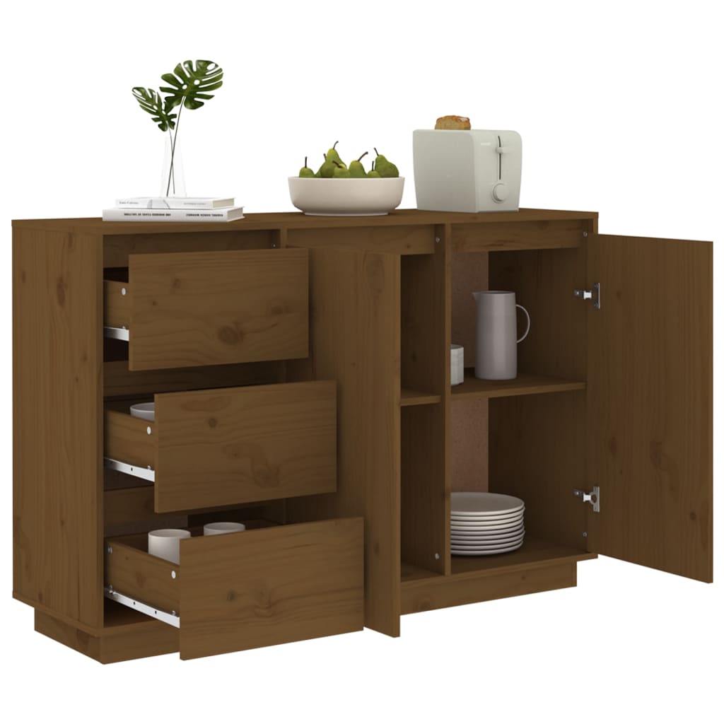 Kommode Sideboard Massivholz Kiefer Highboard 2 Türen & 3 Schubladen 111x34x75cm - Bild 31 von 43