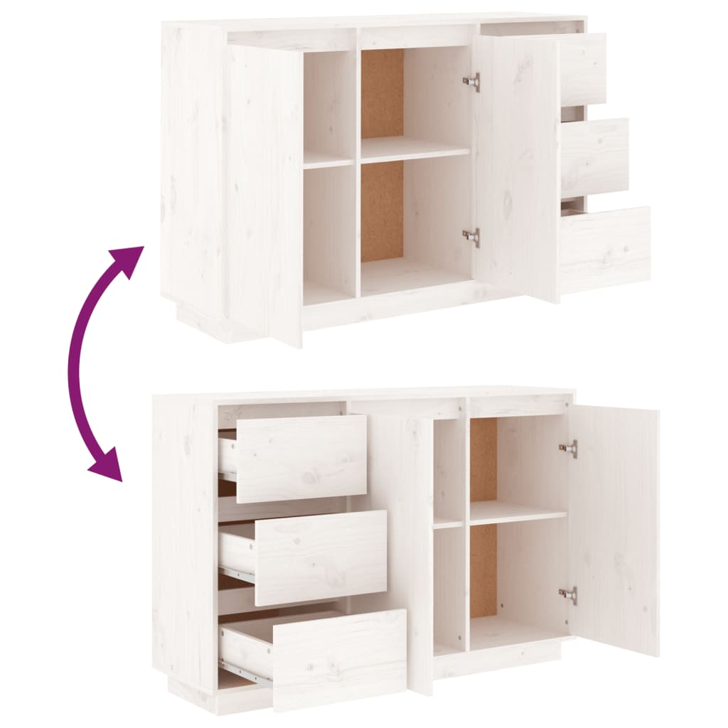 Kommode Sideboard Massivholz Kiefer Highboard 2 Türen & 3 Schubladen 111x34x75cm - Bild 16 von 43