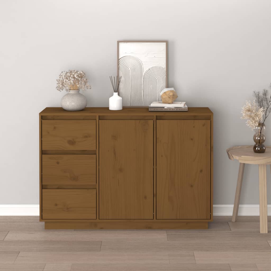 Kommode Sideboard Massivholz Kiefer Highboard 2 Türen & 3 Schubladen 111x34x75cm - Bild 30 von 43