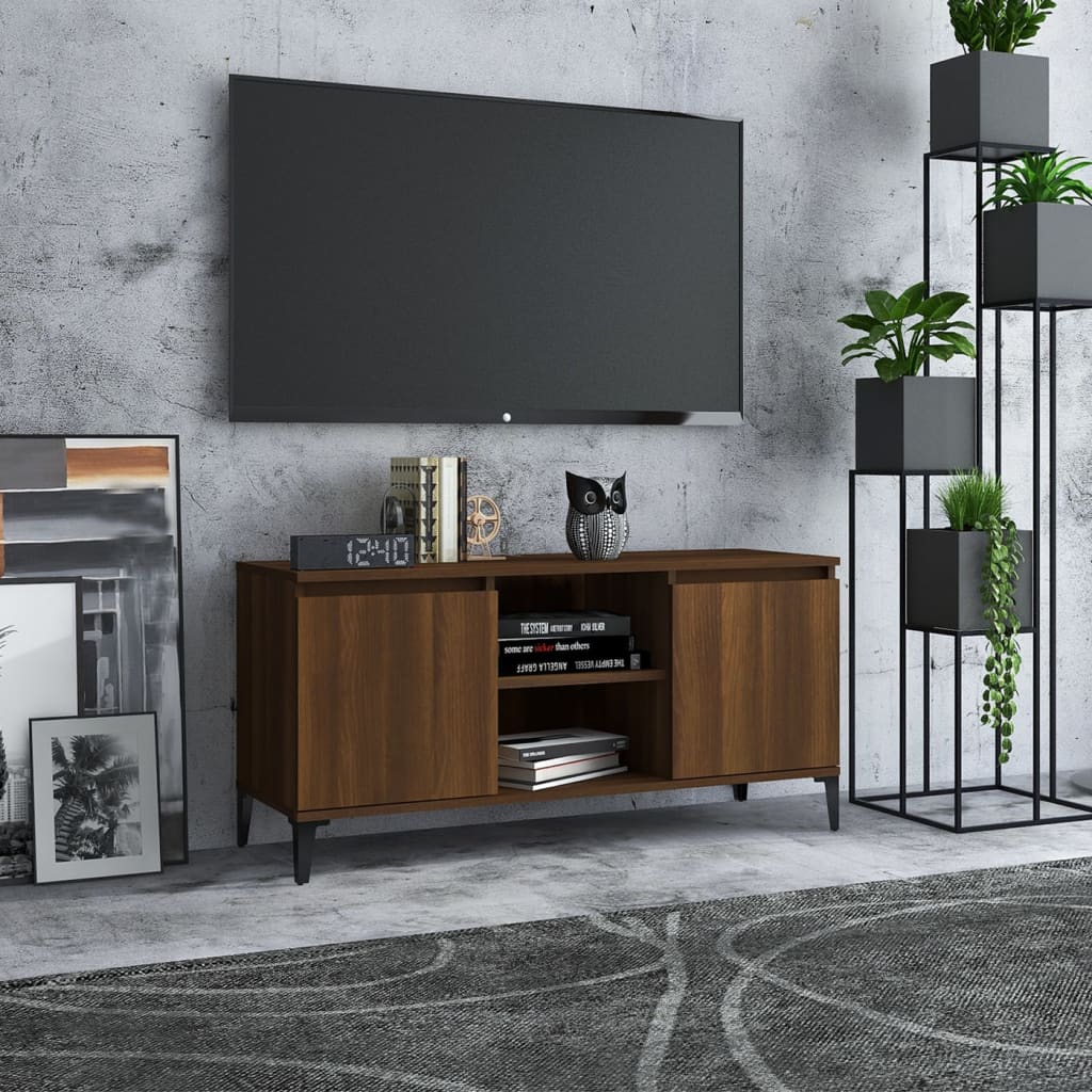 TV Schrank Schublade Fernsehschrank Lowboard Fernsehtisch Holz Mit Metallbügel - Bild 22 von 24