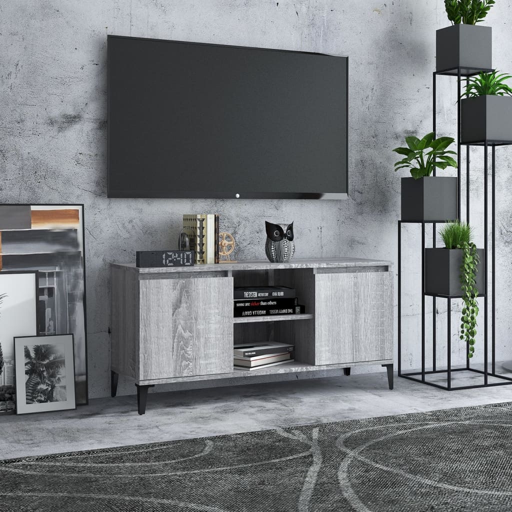 TV Schrank Schublade Fernsehschrank Lowboard Fernsehtisch Holz Mit Metallbügel - Bild 21 von 24