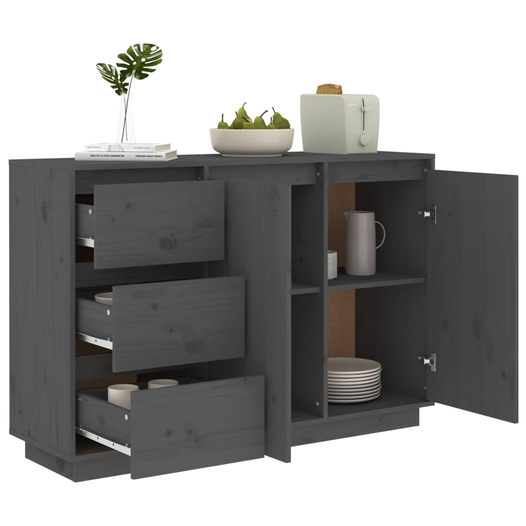 Kommode Sideboard Massivholz Kiefer Highboard 2 Türen & 3 Schubladen 111x34x75cm - Bild 23 von 43