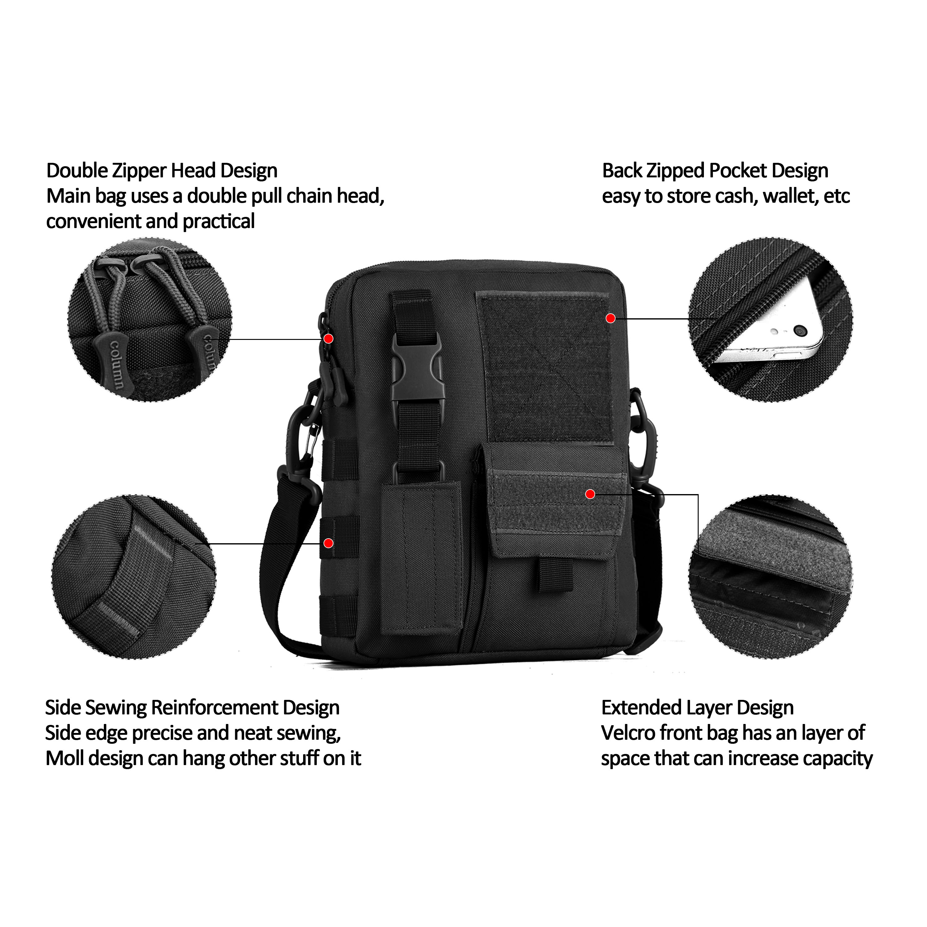 Men Shoulder Messenger Bag Canvas Tactical Crossbody Pack Small Sling Bag US - Picture 19 of 34