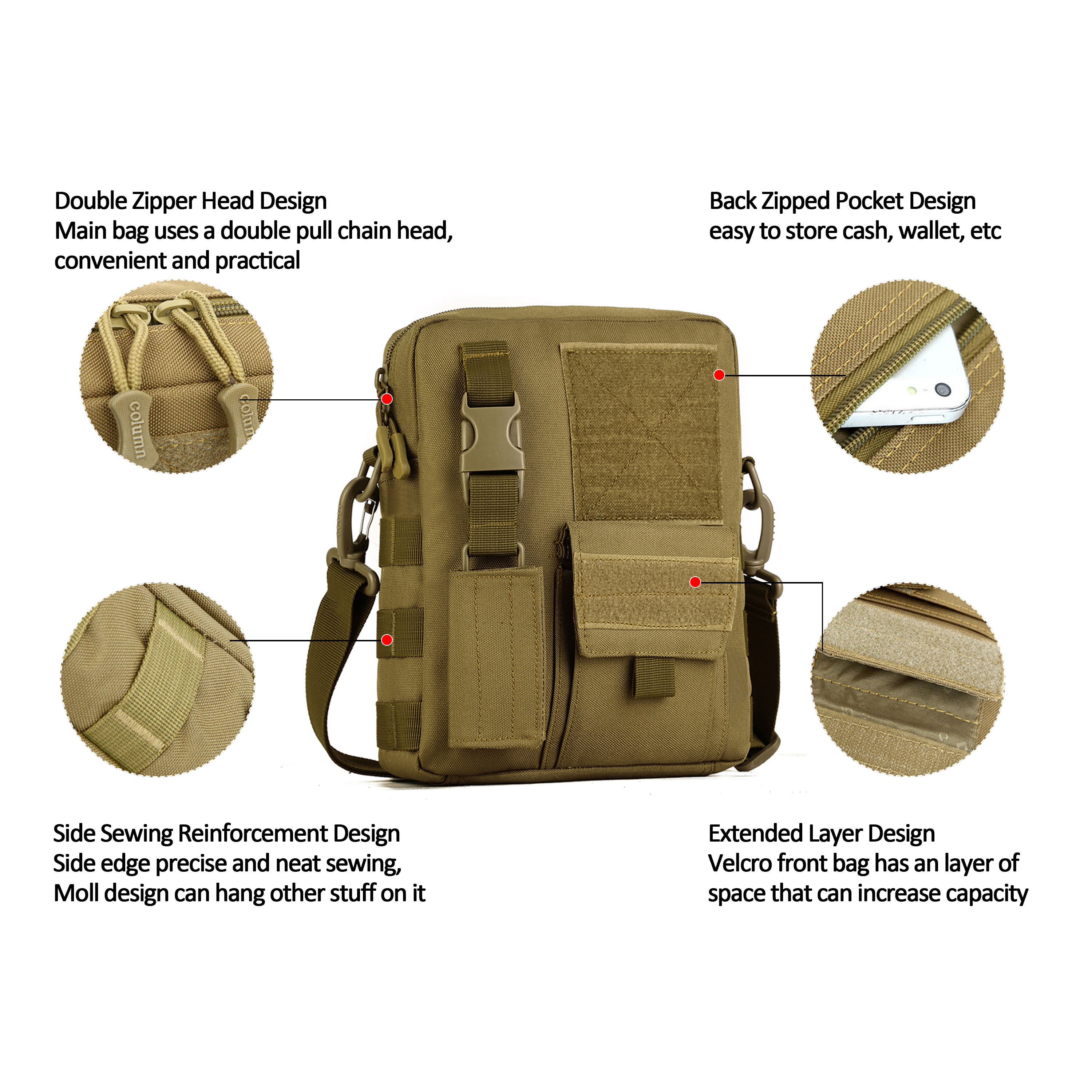Men Shoulder Messenger Bag Canvas Tactical Crossbody Pack Small Sling Bag US - Picture 27 of 34