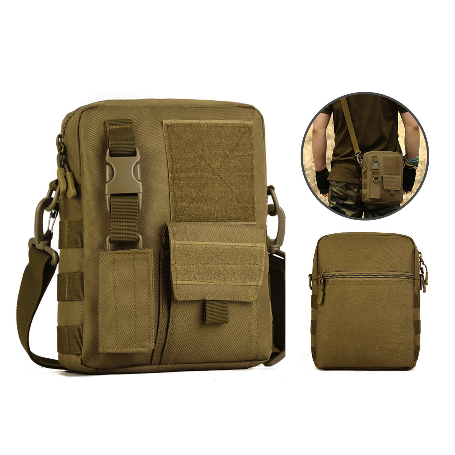 Men Shoulder Messenger Bag Canvas Tactical Crossbody Pack Small Sling Bag US - Picture 28 of 34