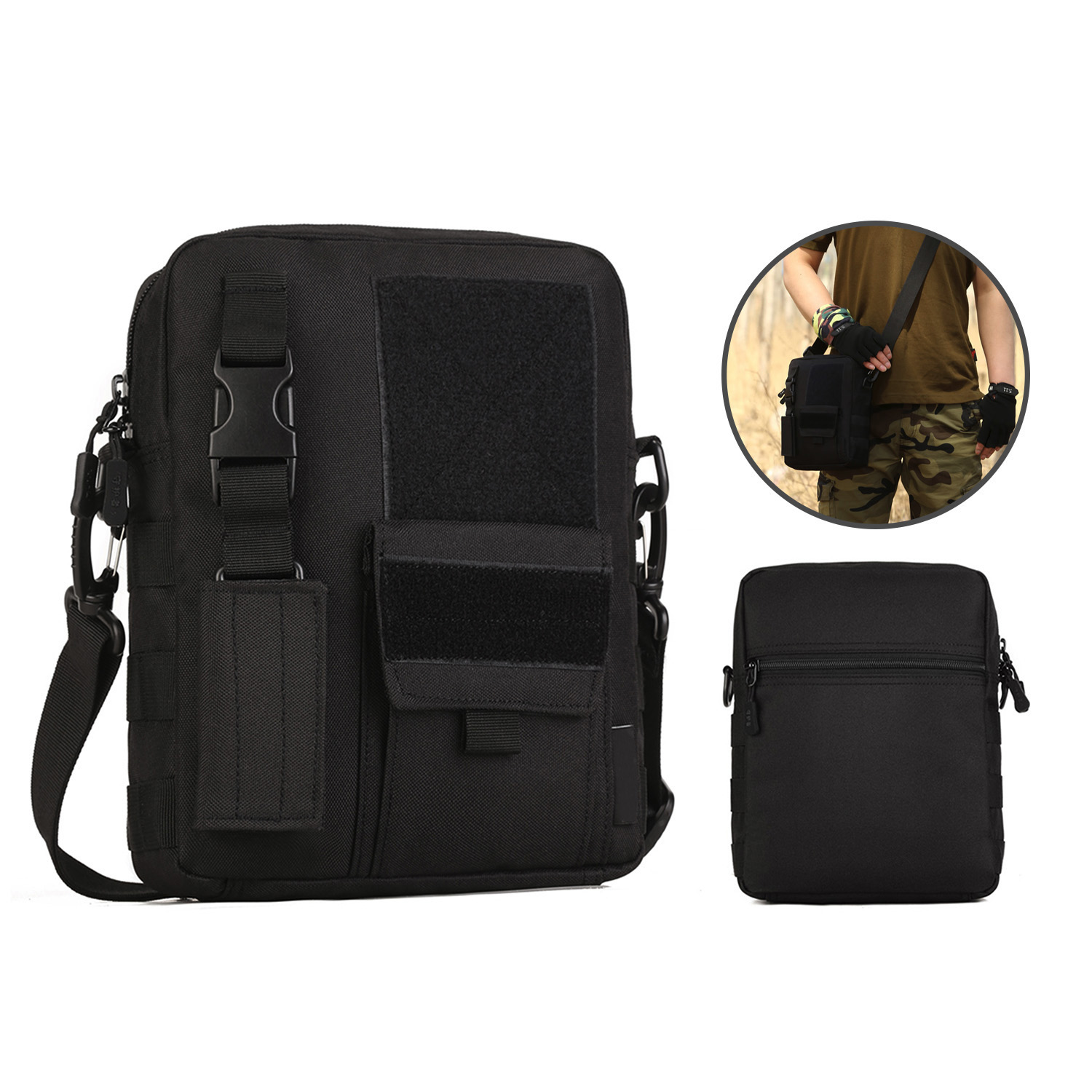 Men Shoulder Messenger Bag Canvas Tactical Crossbody Pack Small Sling Bag US - Picture 21 of 34