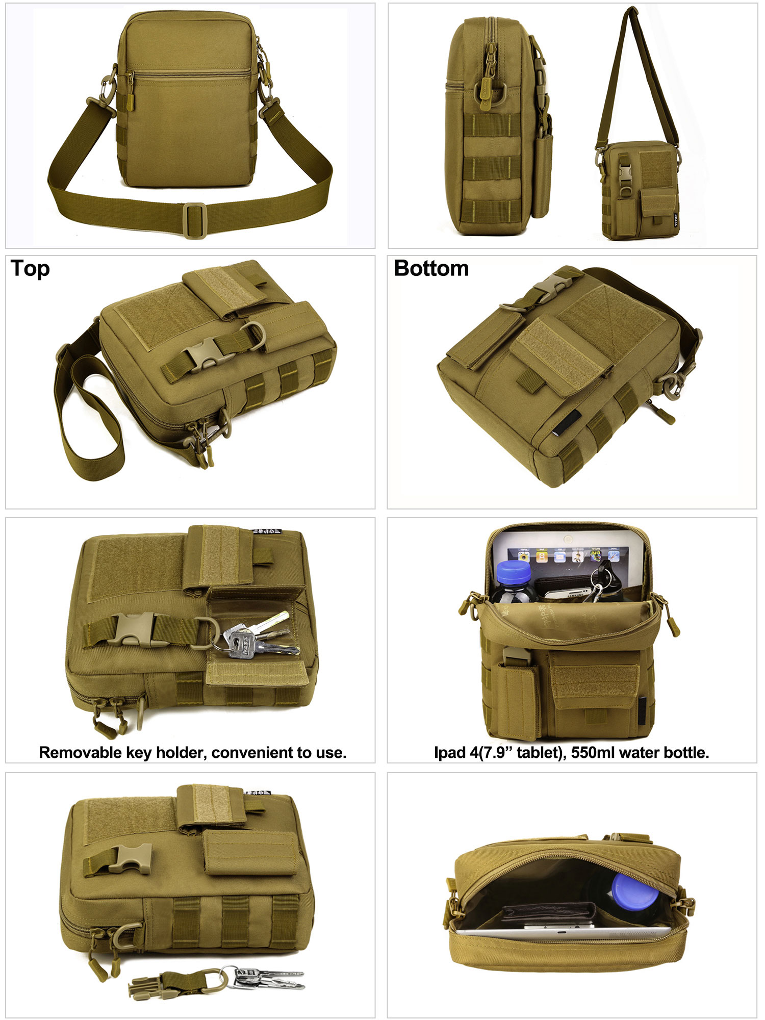 Herren Messenger Schultertasche Taktische Sling Bag Militär Molle Crossbody Pack - Bild 13 von 20