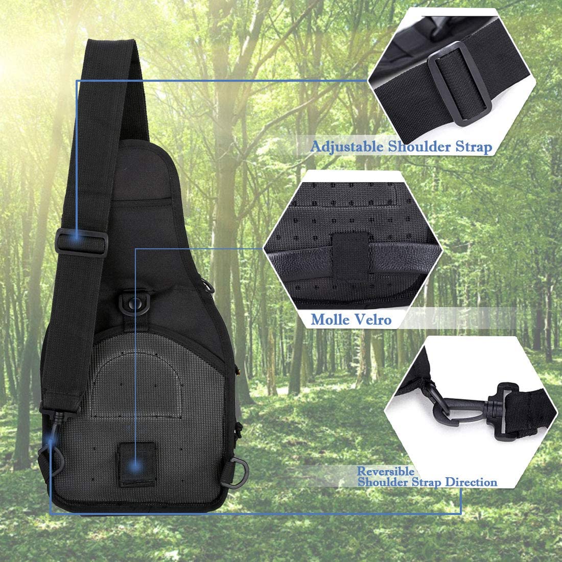 Military Tactical Chest Sling Bag Molle Crossbody Men Outdoor Shoulder Backpack - Picture 37 of 43
