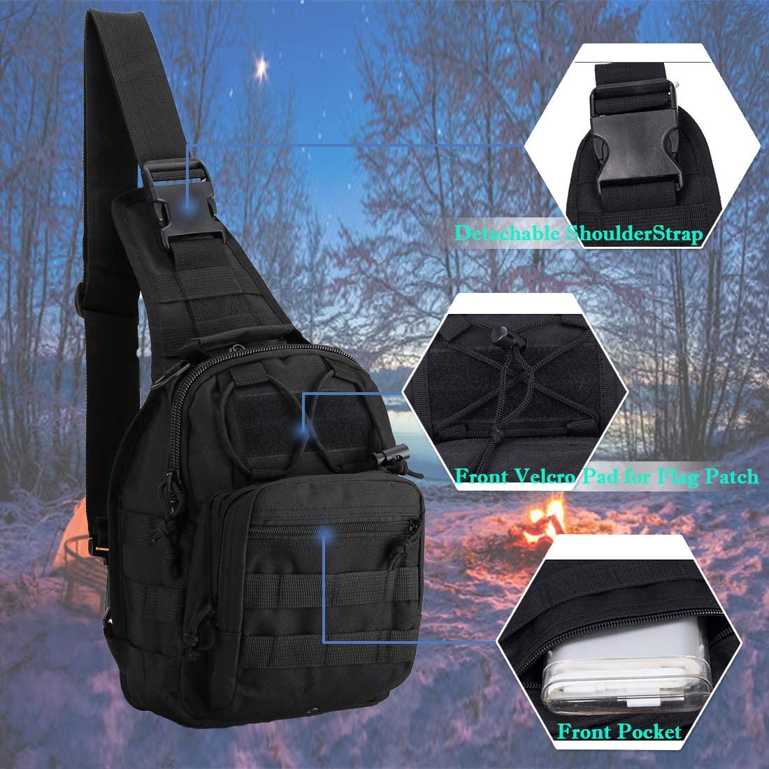 Military Tactical Chest Sling Bag Molle Crossbody Men Outdoor Shoulder Backpack - Picture 38 of 43