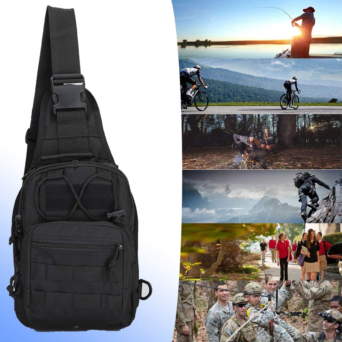 Military Tactical Chest Sling Bag Molle Crossbody Men Outdoor Shoulder Backpack - Picture 39 of 43