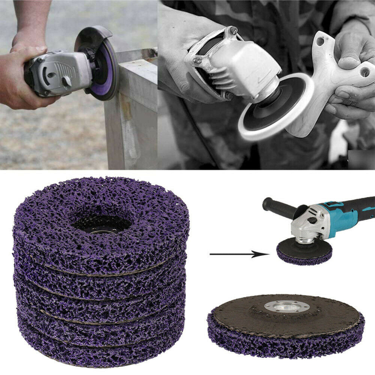 5~20x 125mm Poly Strip Disc Abrasive Wheel Paint Rust Removal For Angle Grinder - Picture 13 of 14