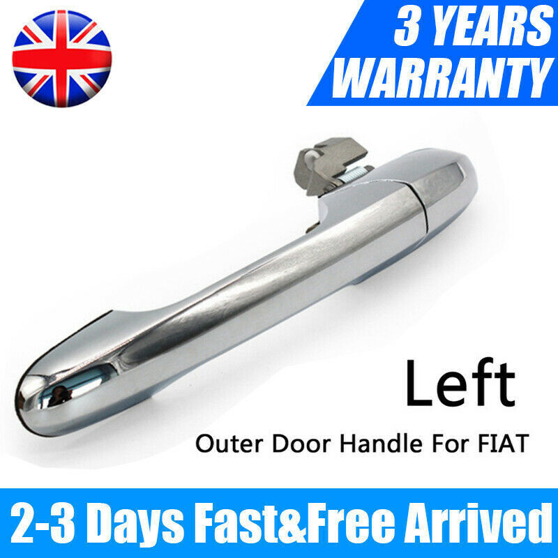 Slaction Front Left Driver Side Chrome Door Handle For Fiat 500 (2012-2020) - Replaces 68069943AB/AC