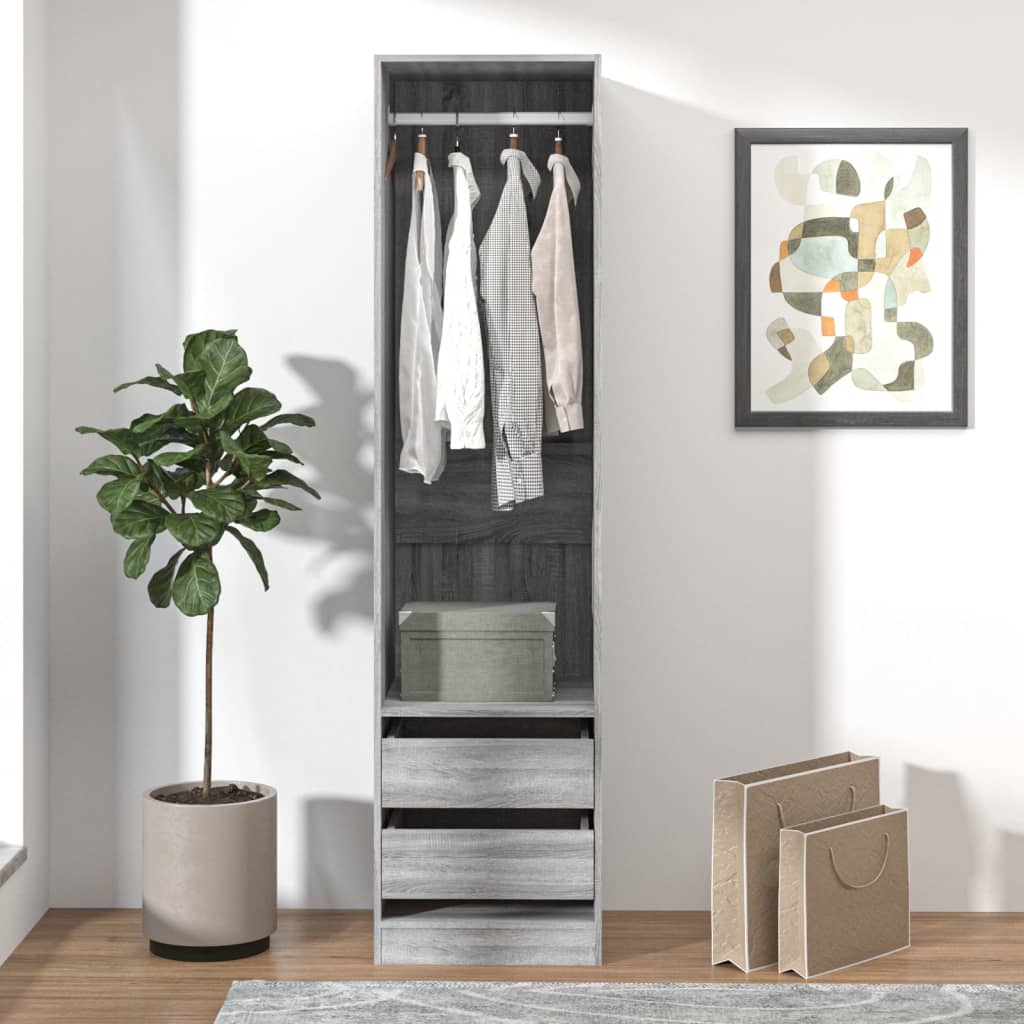 Kleiderschrank mit 2 Schubladen Holz Kleiderständer Flurschrank Hochschrank - Bild 38 von 56