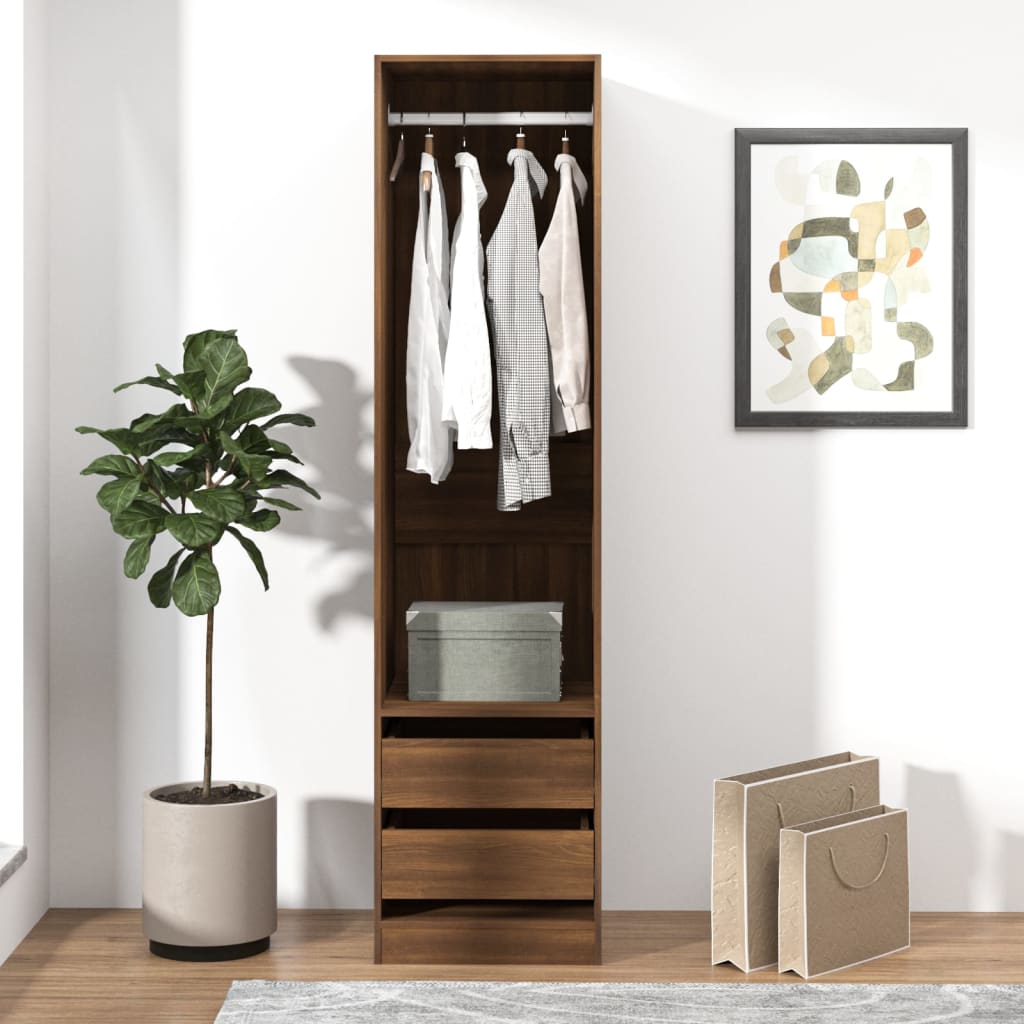 Kleiderschrank mit 2 Schubladen Holz Kleiderständer Flurschrank Hochschrank - Bild 55 von 56