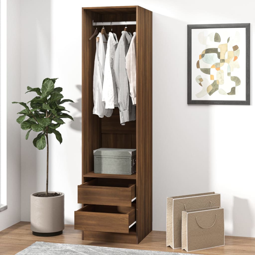 Kleiderschrank mit 2 Schubladen Holz Kleiderständer Flurschrank Hochschrank - Bild 49 von 56