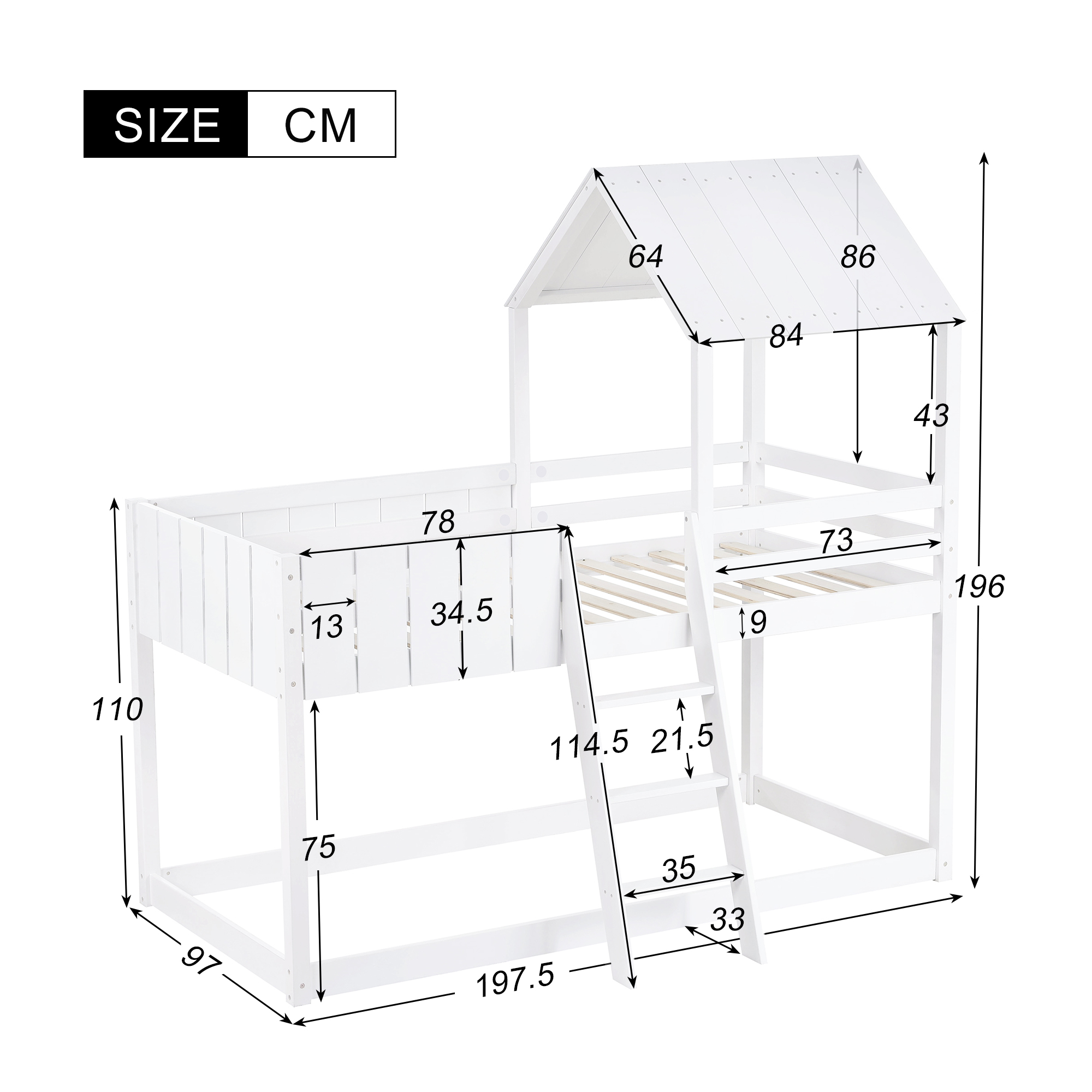 Treehouse Cabin Bed 3FT Single Bunk Bed Wooden Frame Kids Children Sleeper House - Picture 21 of 48