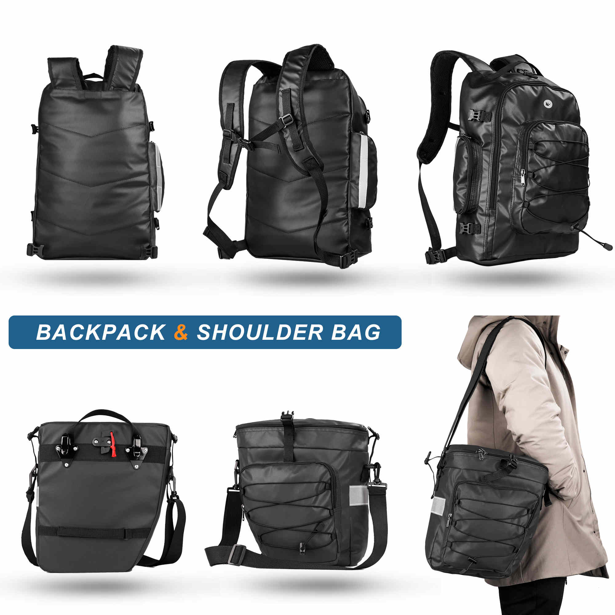 65L Fahrrad Gepäckträgertasche 3in1 Gepäckträger Satteltasche Rucksack Fahrrad Rücksitz Aufbewahrungstasche - Bild 11 von 13