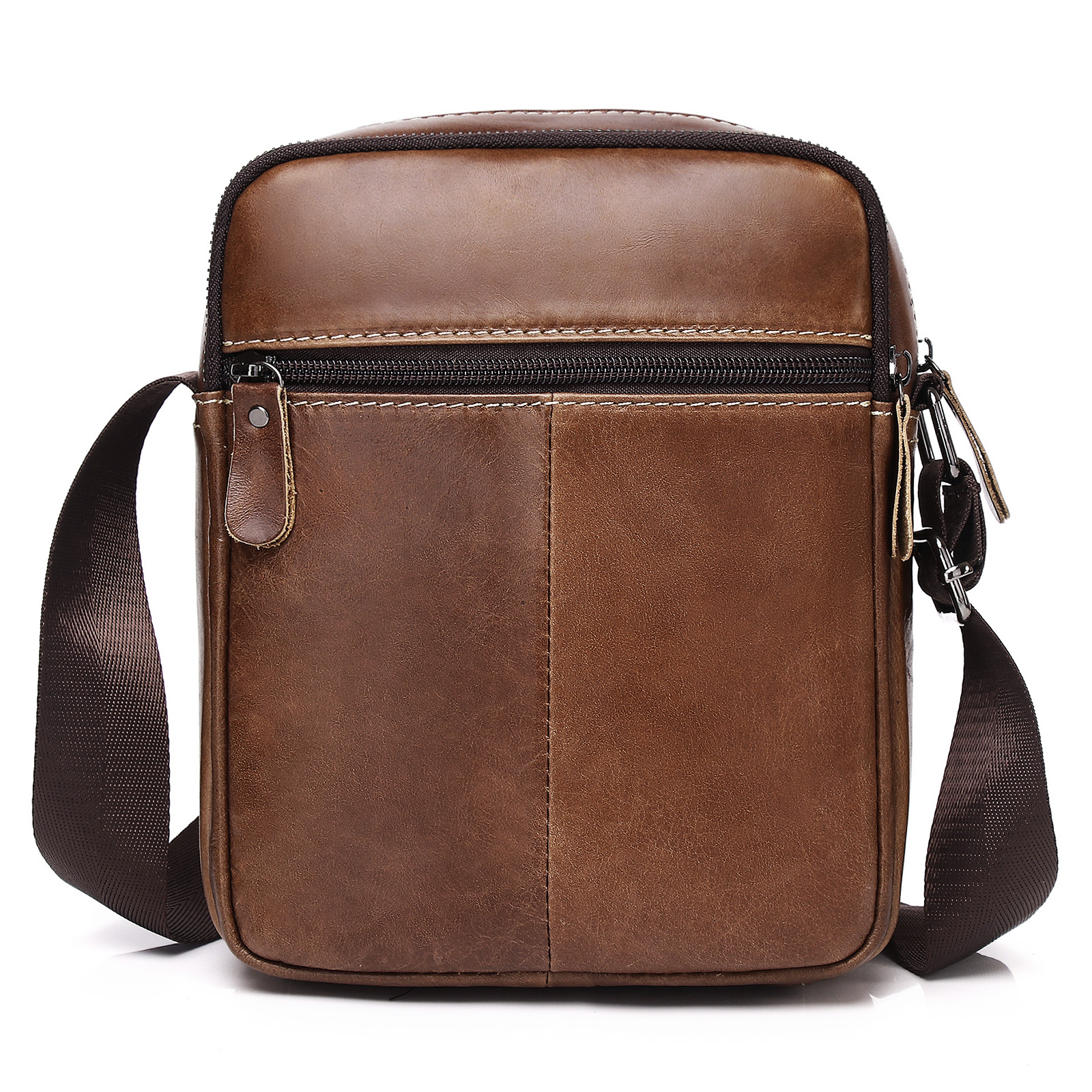 Herren Echtes Leder Umhängetasche Schultertasche Crossbody Bag Messenger Tasche