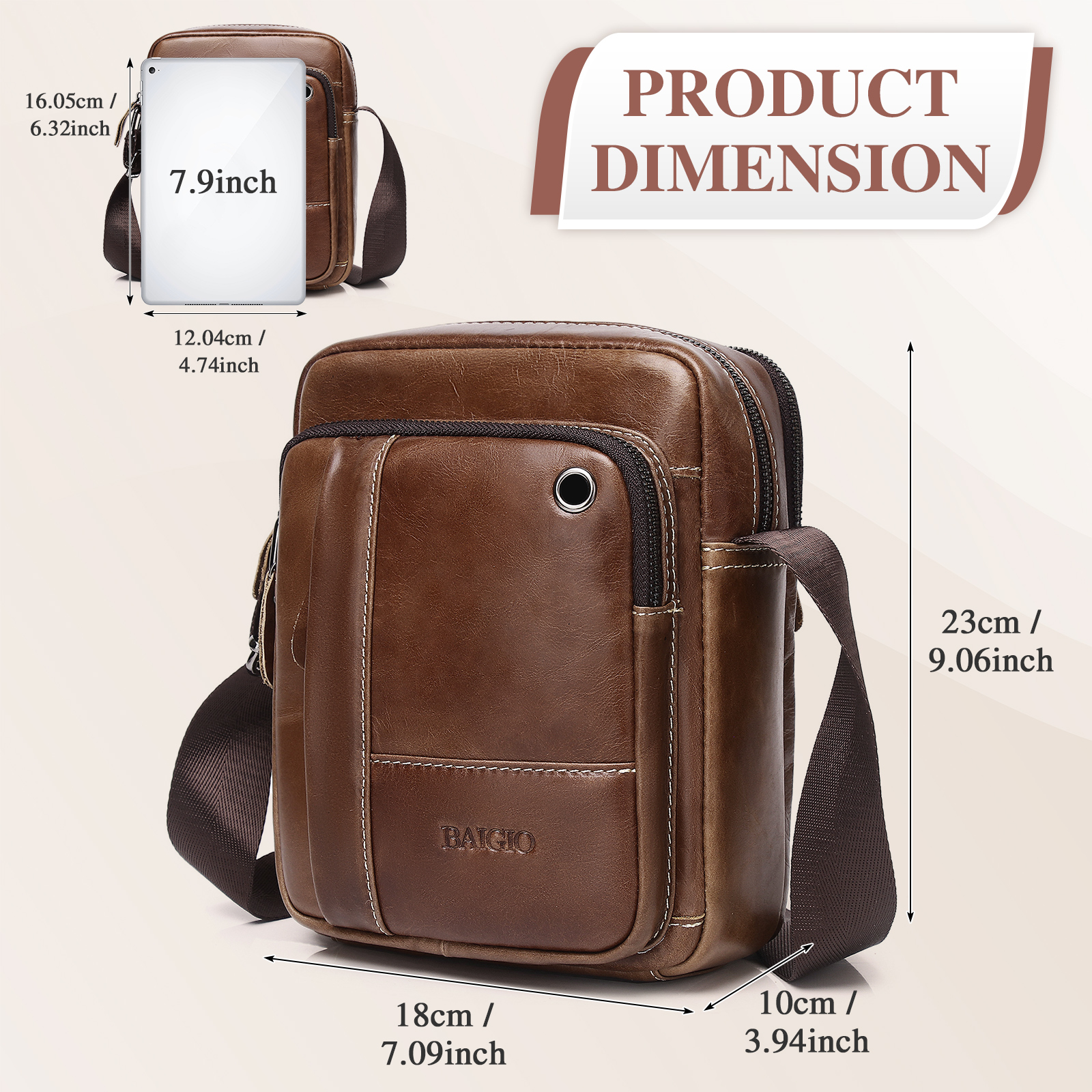 Herren Echtes Leder Umhängetasche Schultertasche Crossbody Bag Messenger Tasche