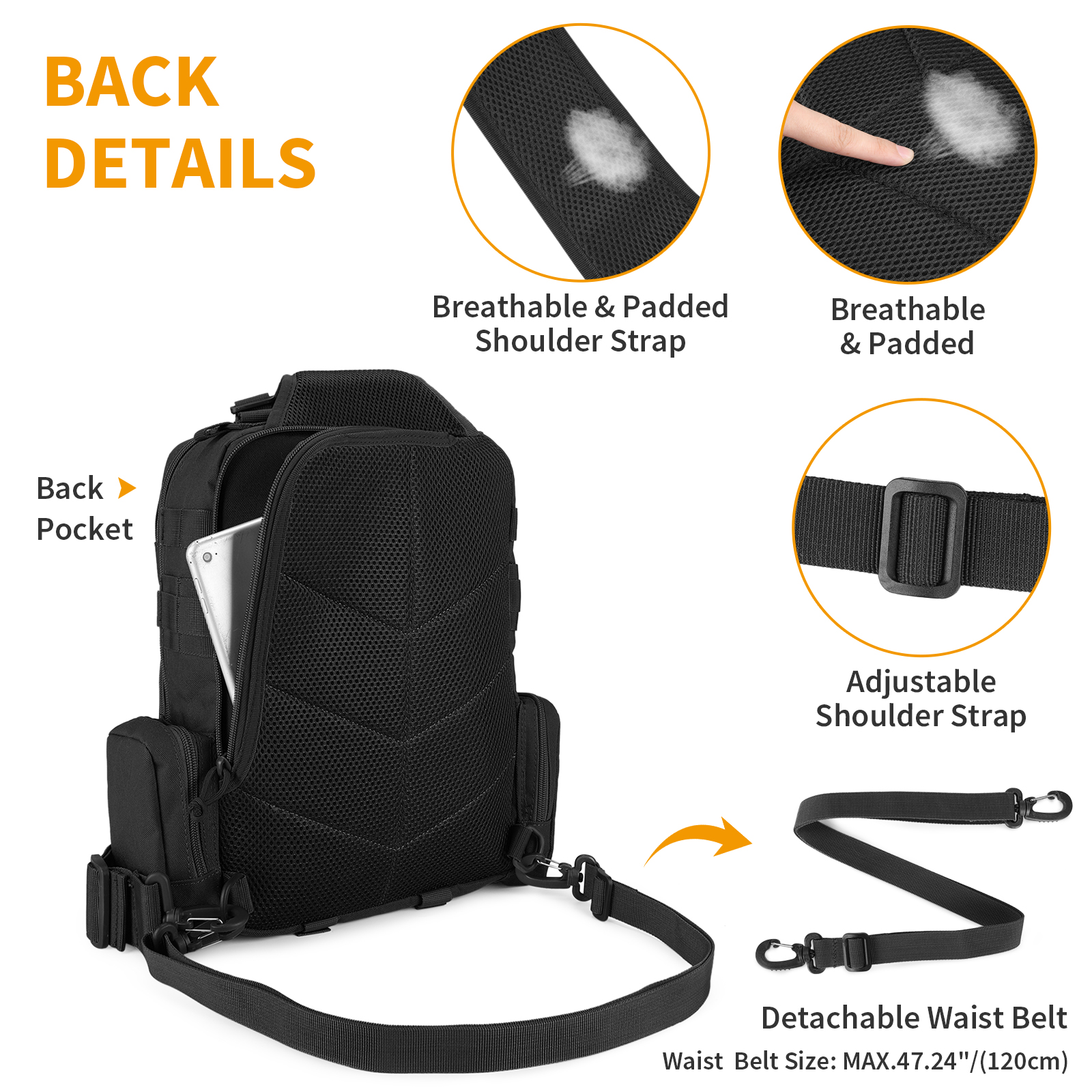 Military Tactical Sling Chest Bag Large Molle Crossbody Sports Shoulder Backpack - Picture 27 of 41