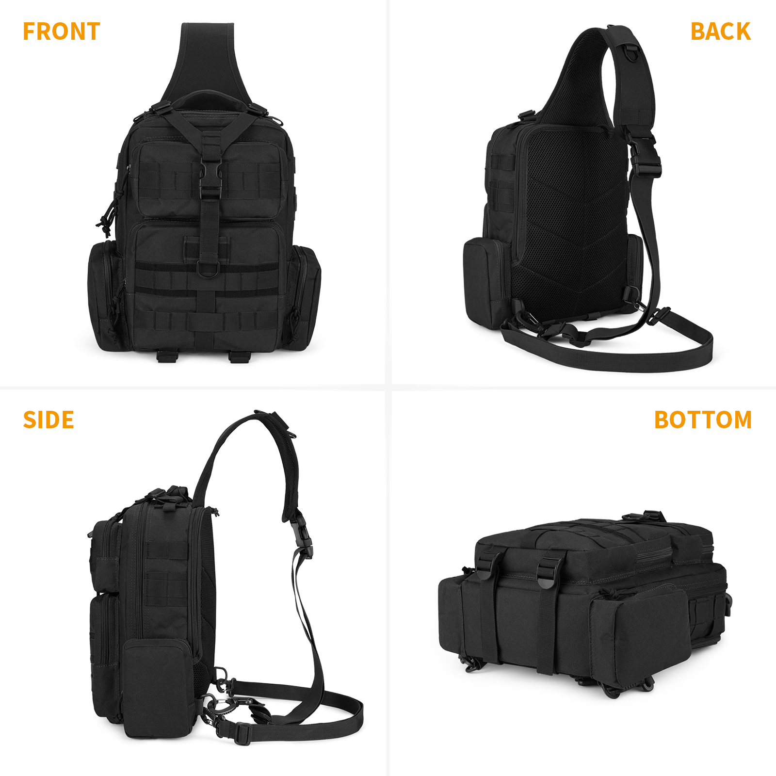 Military Tactical Sling Chest Bag Large Molle Crossbody Sports Shoulder Backpack - Picture 24 of 41