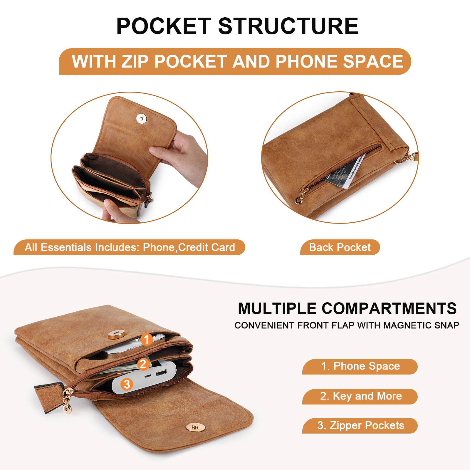 Women's mobile phone bag small shoulder bag leather phone purse - Picture 20 of 24