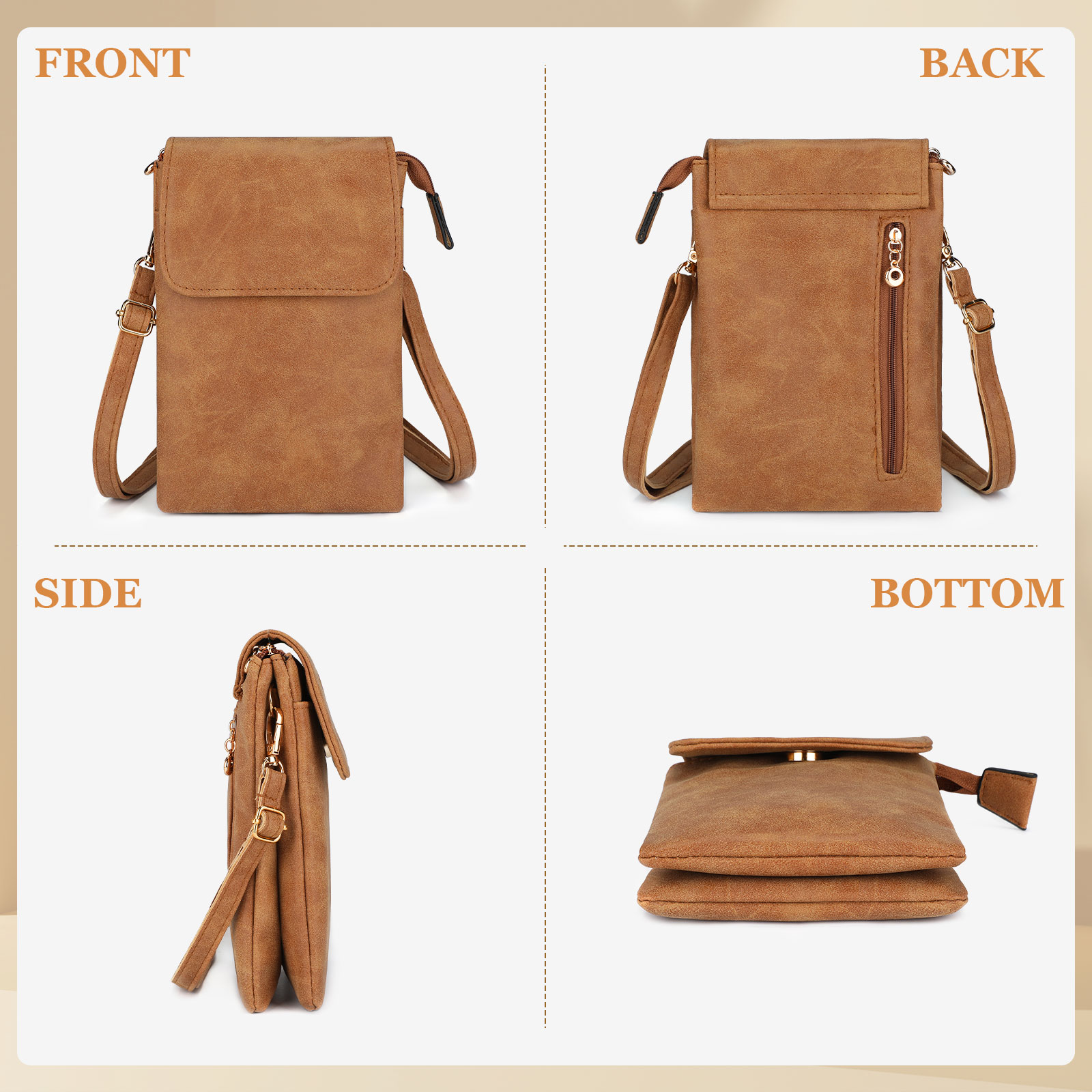 Women's mobile phone bag small shoulder bag leather phone purse - Picture 16 of 24