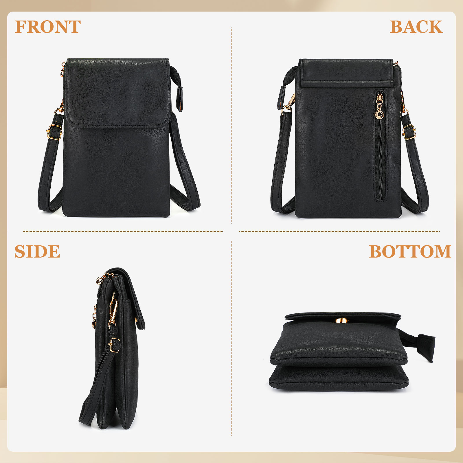 Women's mobile phone bag small shoulder bag leather phone purse - Picture 6 of 24