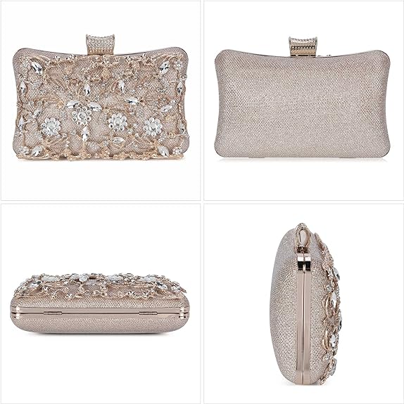 Damen Kristall Abendtasche Clutch Tasche Strass Hochzeit Handtasche Party - Bild 11 von 14