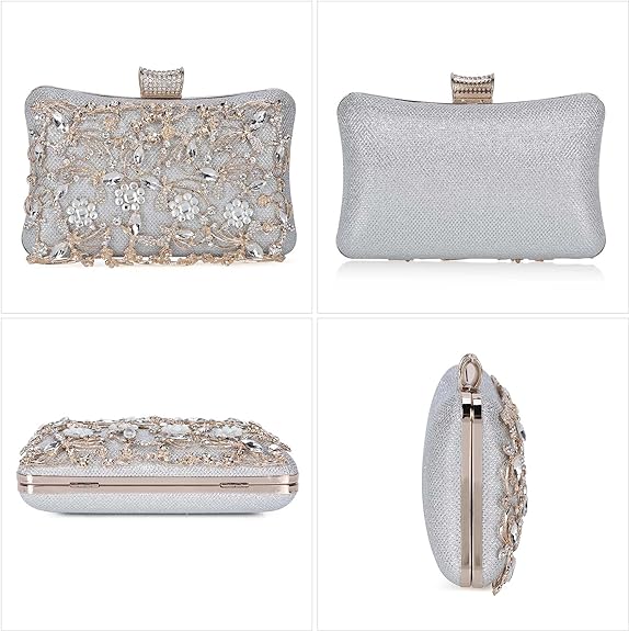 Damen Kristall Abendtasche Clutch Tasche Strass Hochzeit Handtasche Party - Bild 7 von 14
