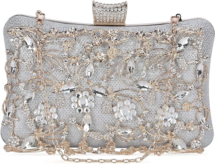 Damen Kristall Abendtasche Clutch Tasche Strass Hochzeit Handtasche Party - Bild 10 von 14
