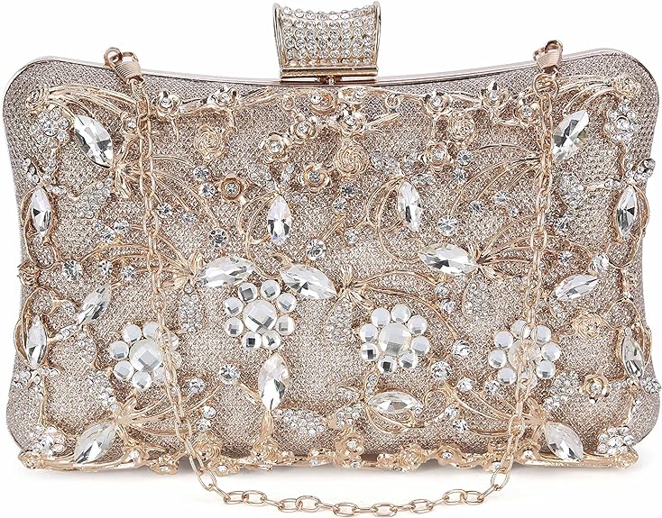 Damen Kristall Abendtasche Clutch Tasche Strass Hochzeit Handtasche Party - Bild 14 von 14