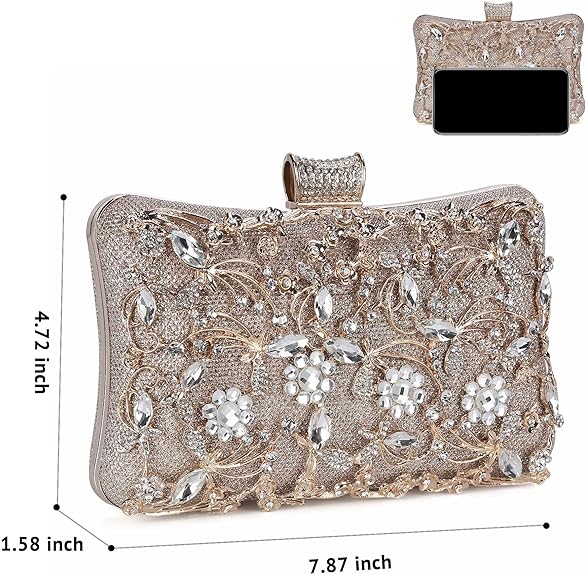 Damen Kristall Abendtasche Clutch Tasche Strass Hochzeit Handtasche Party - Bild 12 von 14