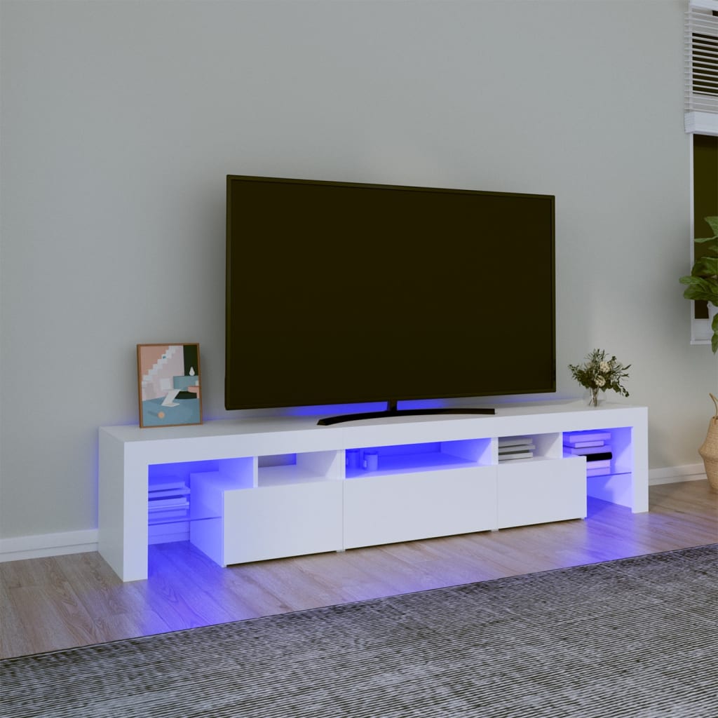 TV-Schrank mit LED-Leuchten Lowboard TV Möbel Tisch Board Sideboard Fernsehtisch - Bild 25 von 28